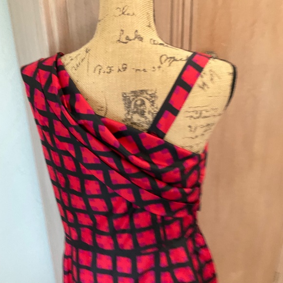π₯ Y2K Marc by Marc Jacobsβ100% Silk Sash Red Check Cocktail Dress Size 10 - Picture 8 of 12
